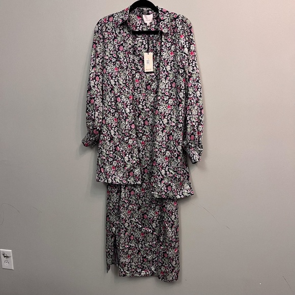 Cinq à Sept by Anthro Quin Floral Layered Midi Dress Shirt Overlay - Picture 2 of 3